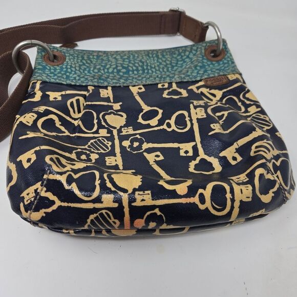 FOSSIL Key Per Crossbody Shoulder Bag Coated Canvas Adjustable Strap Y2K - Picture 4 of 16